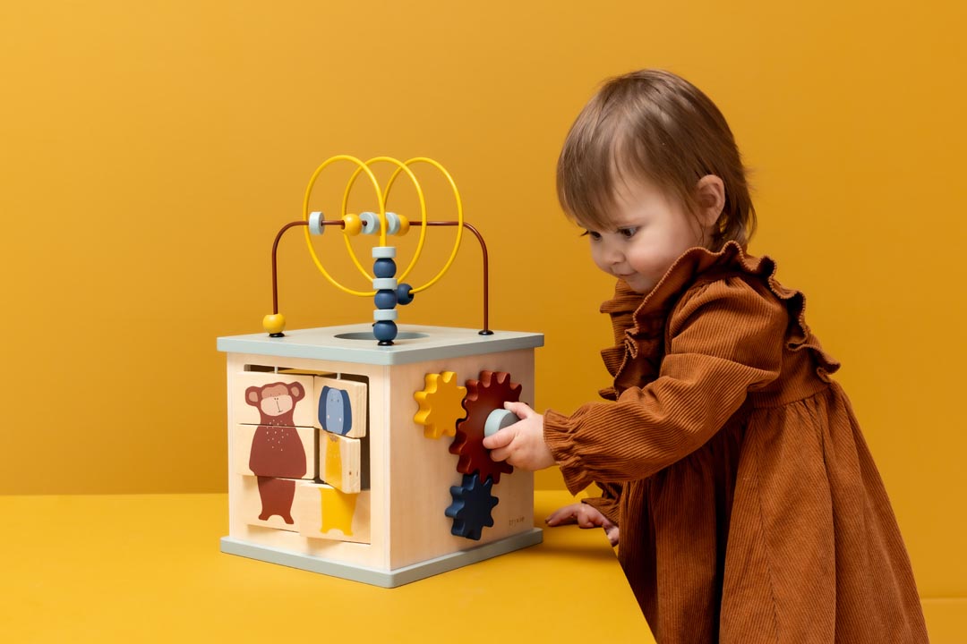 Wooden 5-in-1 activity cube